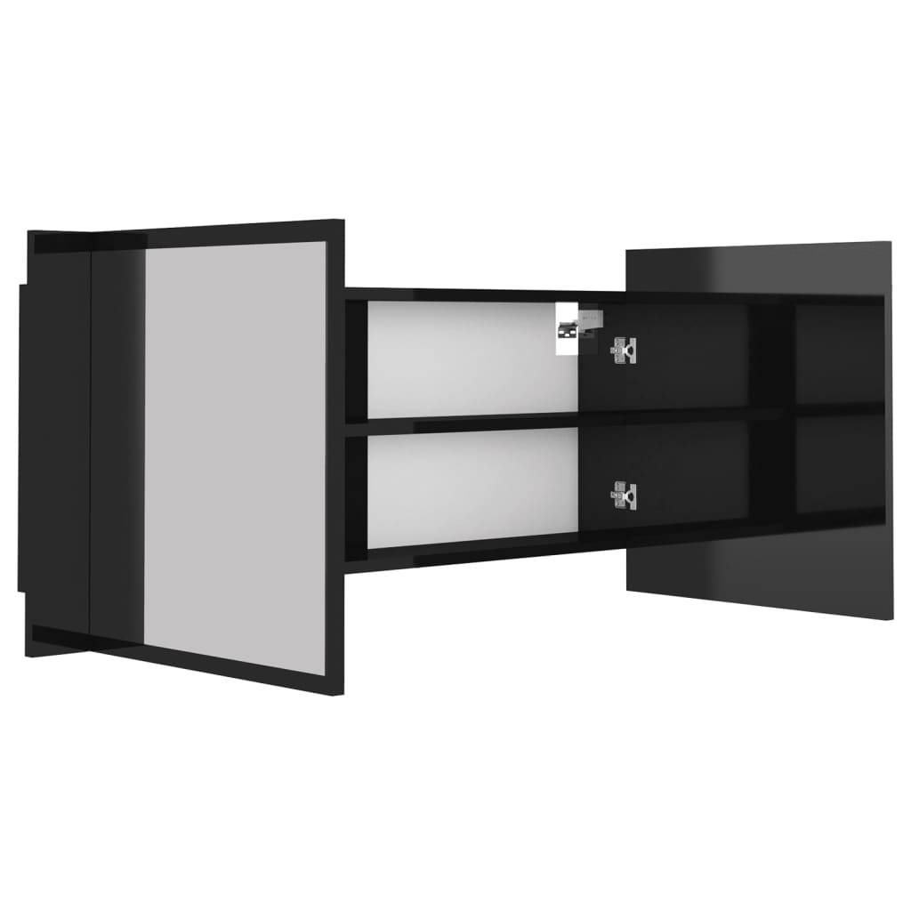 Kylpyhuoneen LED peilikaappi korkeakiilto musta 100x12x45 cm - Sisustajankoti.fi