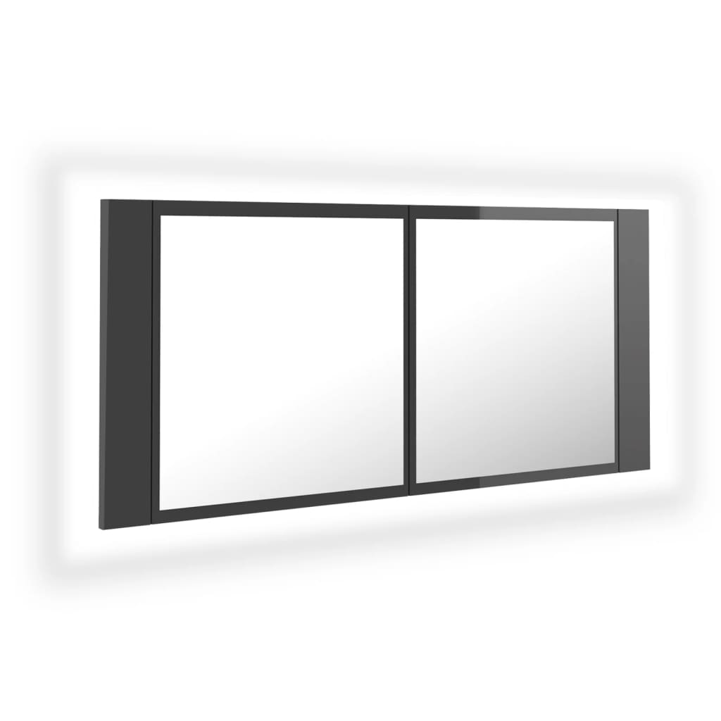 Kylpyhuoneen LED peilikaappi korkeakiilto harmaa 100x12x45 cm - Sisustajankoti.fi