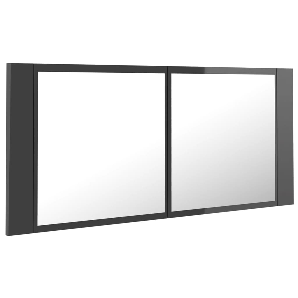 Kylpyhuoneen LED peilikaappi korkeakiilto harmaa 100x12x45 cm - Sisustajankoti.fi