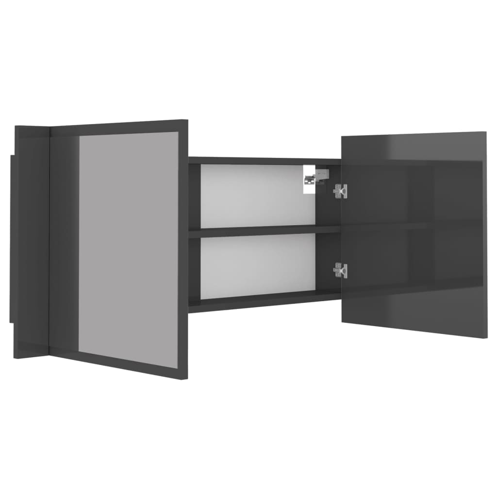Kylpyhuoneen LED peilikaappi korkeakiilto harmaa 100x12x45 cm - Sisustajankoti.fi