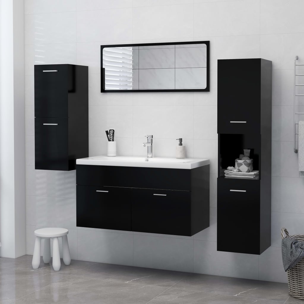 Kylpyhuonekaappi musta 30x30x80 cm - Sisustajankoti.fi