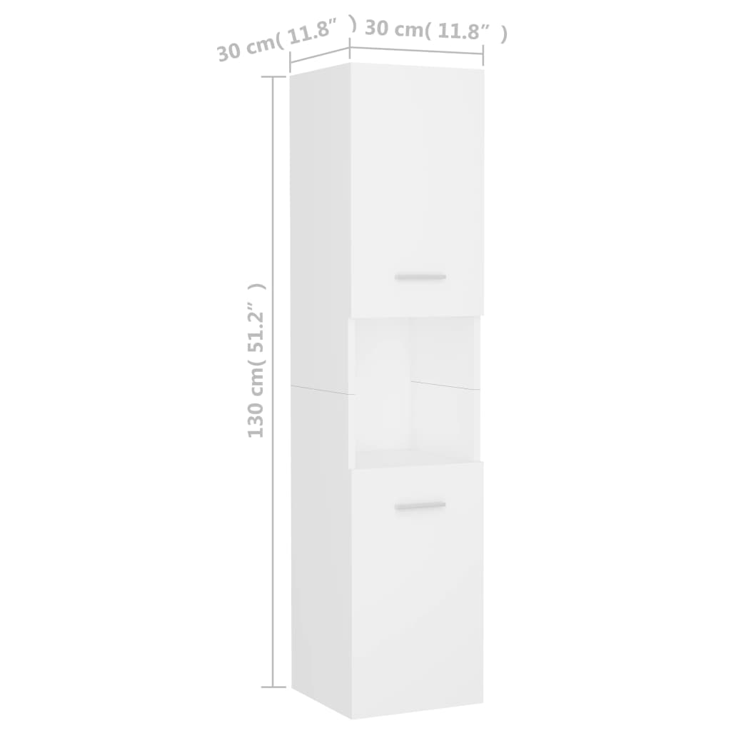 Kylpyhuonekaappi valkoinen 30x30x130 cm - Sisustajankoti.fi