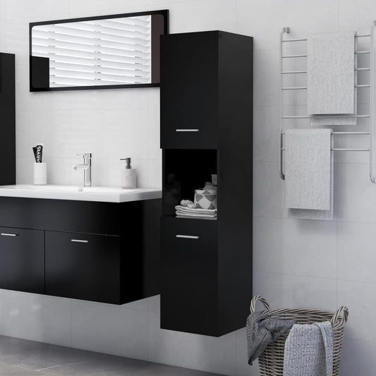 Kylpyhuonekaappi musta 30x30x130 cm - Sisustajankoti.fi