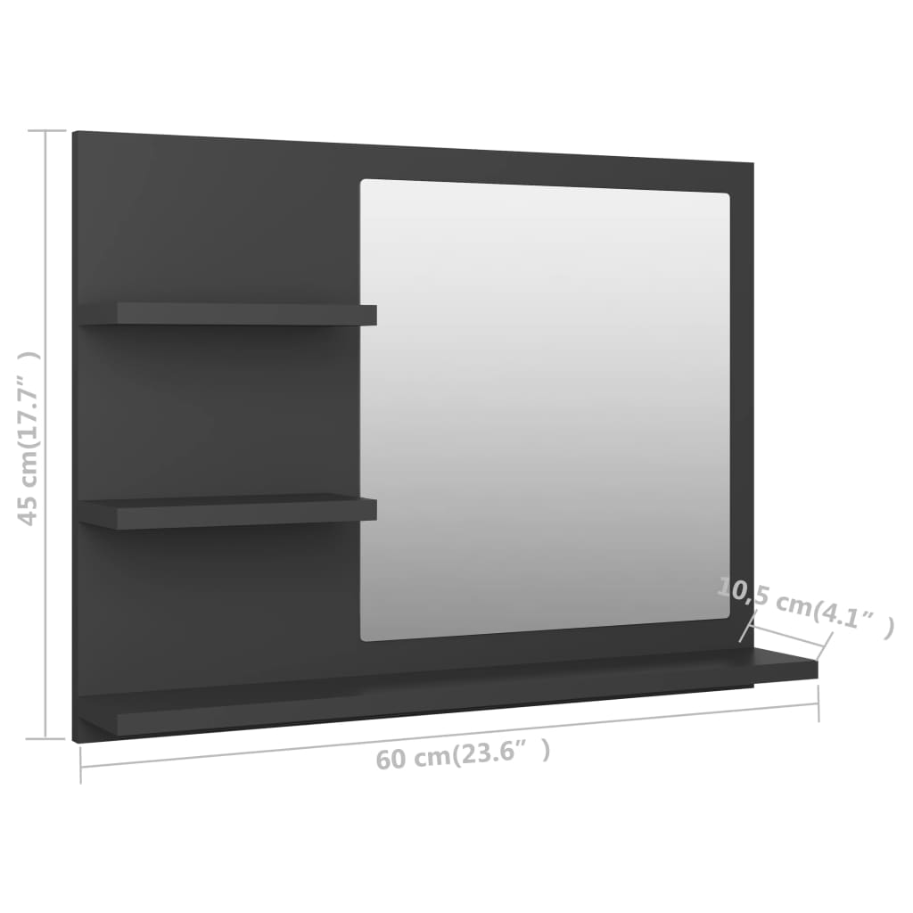Kylpyhuonepeili harmaa 60x10,5x45 cm - Sisustajankoti.fi