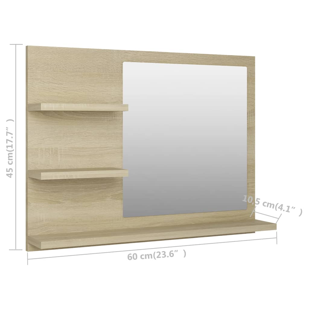 Kylpyhuonepeili tammi 60x10,5x45cm - Sisustajankoti.fi