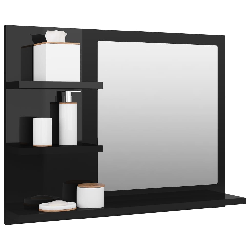 Kylpyhuonepeili korkeakiilto musta 60x10,5x45 cm - Sisustajankoti.fi