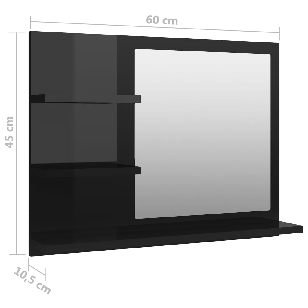 Kylpyhuonepeili korkeakiilto musta 60x10,5x45 cm - Sisustajankoti.fi