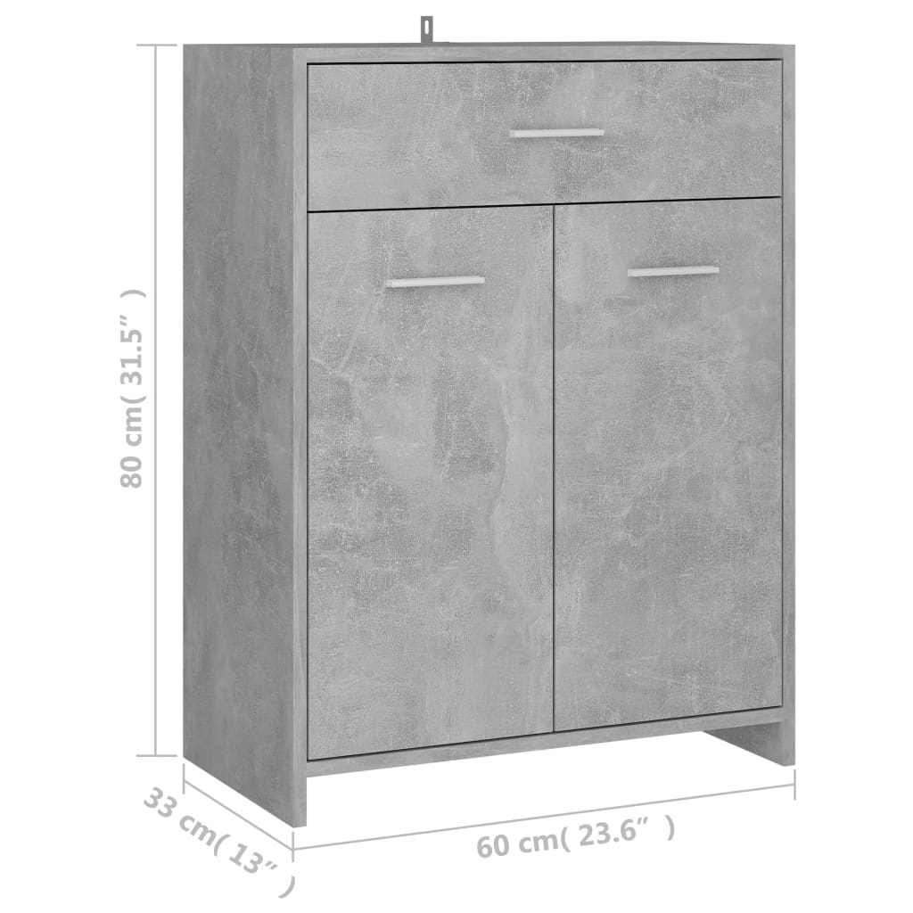 Kylpyhuonekaappi betoninharmaa 60x33x80 cm - Sisustajankoti.fi