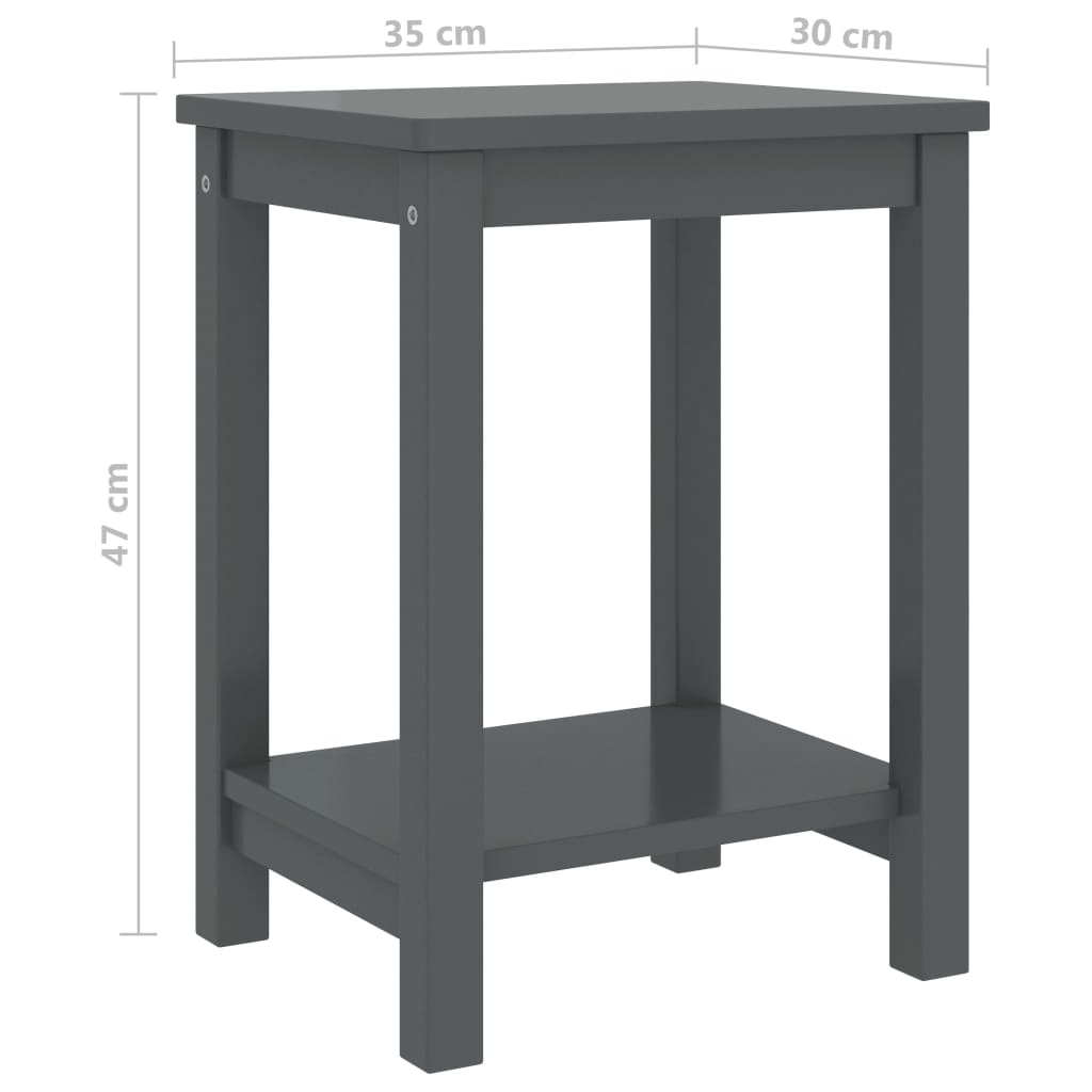 Yöpöytä tummanharmaa 35x30x47 cm täysi mänty - Sisustajankoti.fi