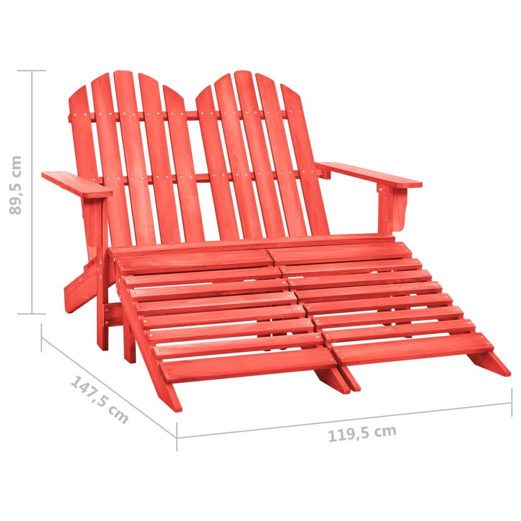 2-istuttava Adirondack-puutarhatuoli/rahi täysi kuusi punainen - Sisustajankoti.fi