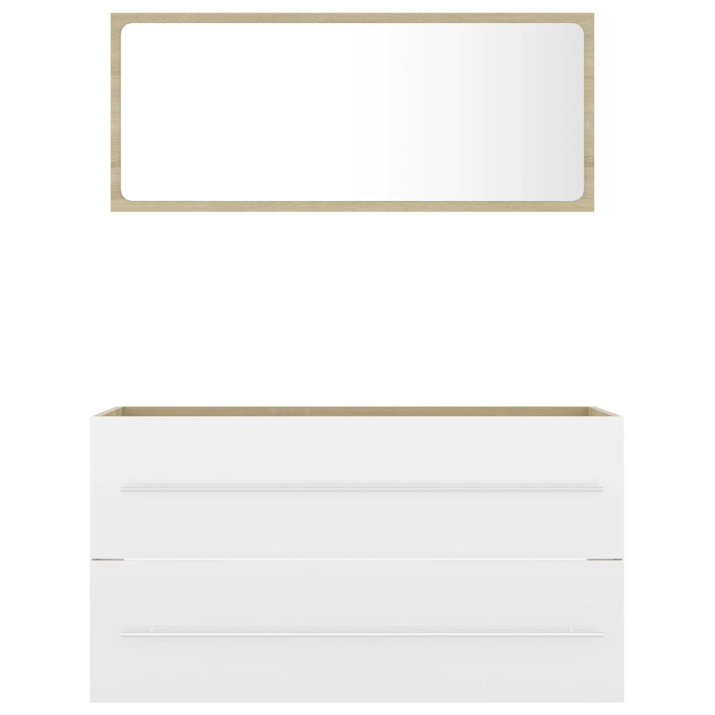 2-osainen kylpyhuonekalustesarja valk./Sonoma-tammi lastulevy - Sisustajankoti.fi