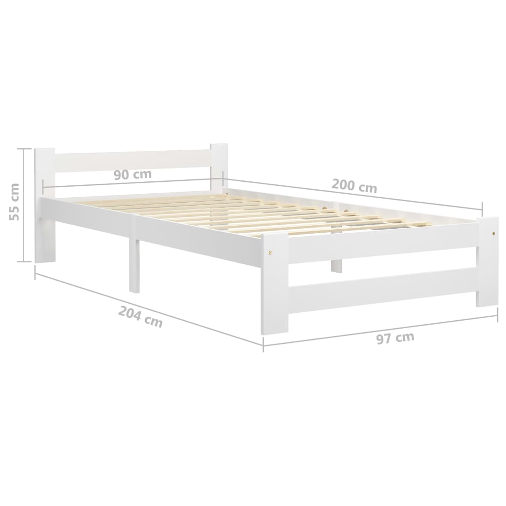 Sängynrunko 2 vetolaatikolla valkoinen täysi mänty 90x200 cm - Sisustajankoti.fi