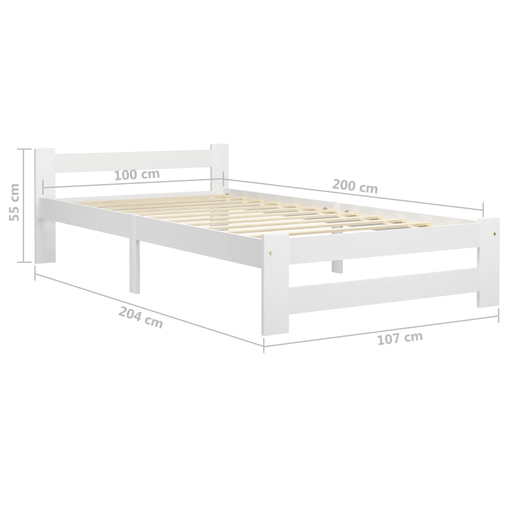 Sängynrunko 2 vetolaatikolla valkoinen täysi mänty 100x200 cm - Sisustajankoti.fi