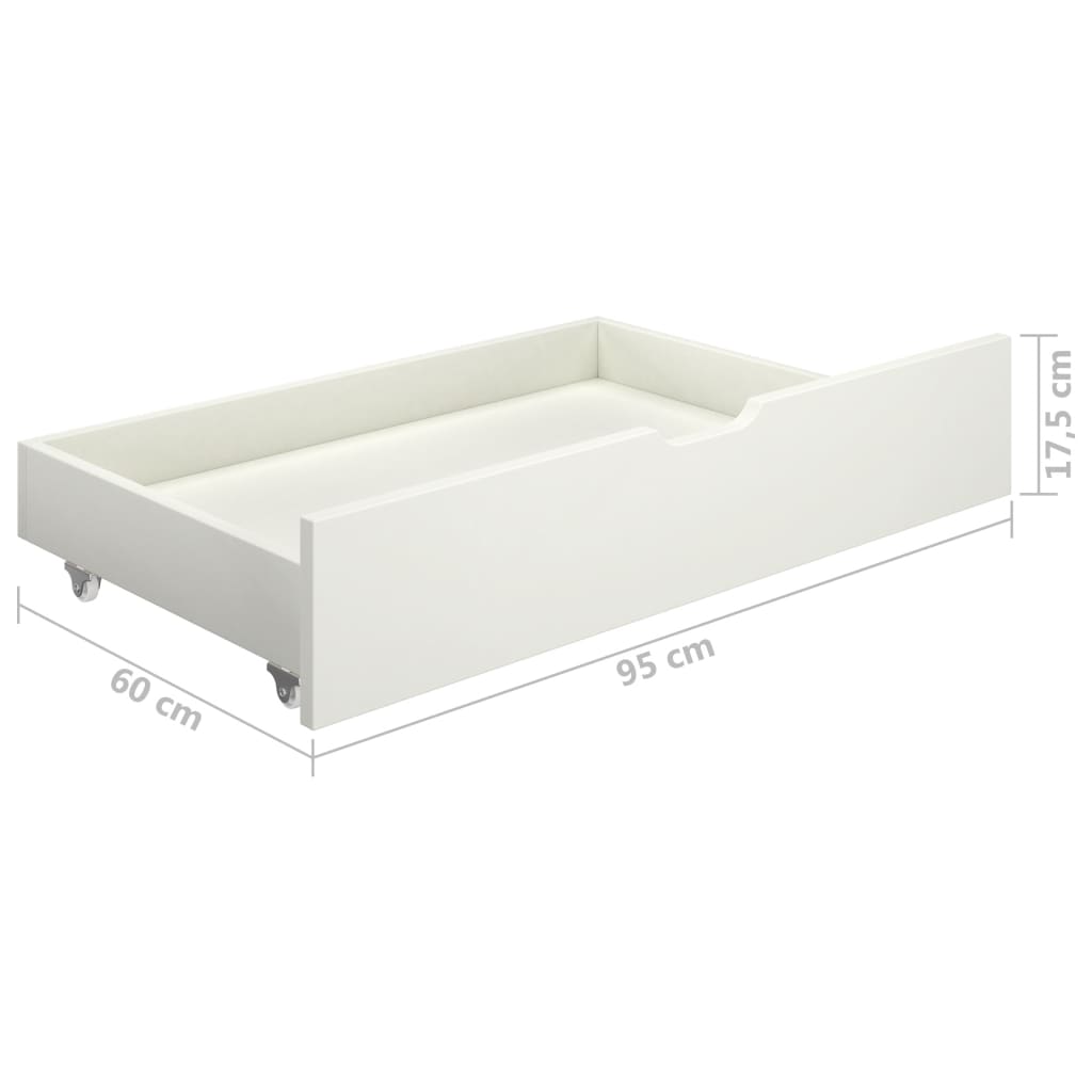 Sängynrunko 2 vetolaatikolla valkoinen täysi mänty 140x200 cm - Sisustajankoti.fi