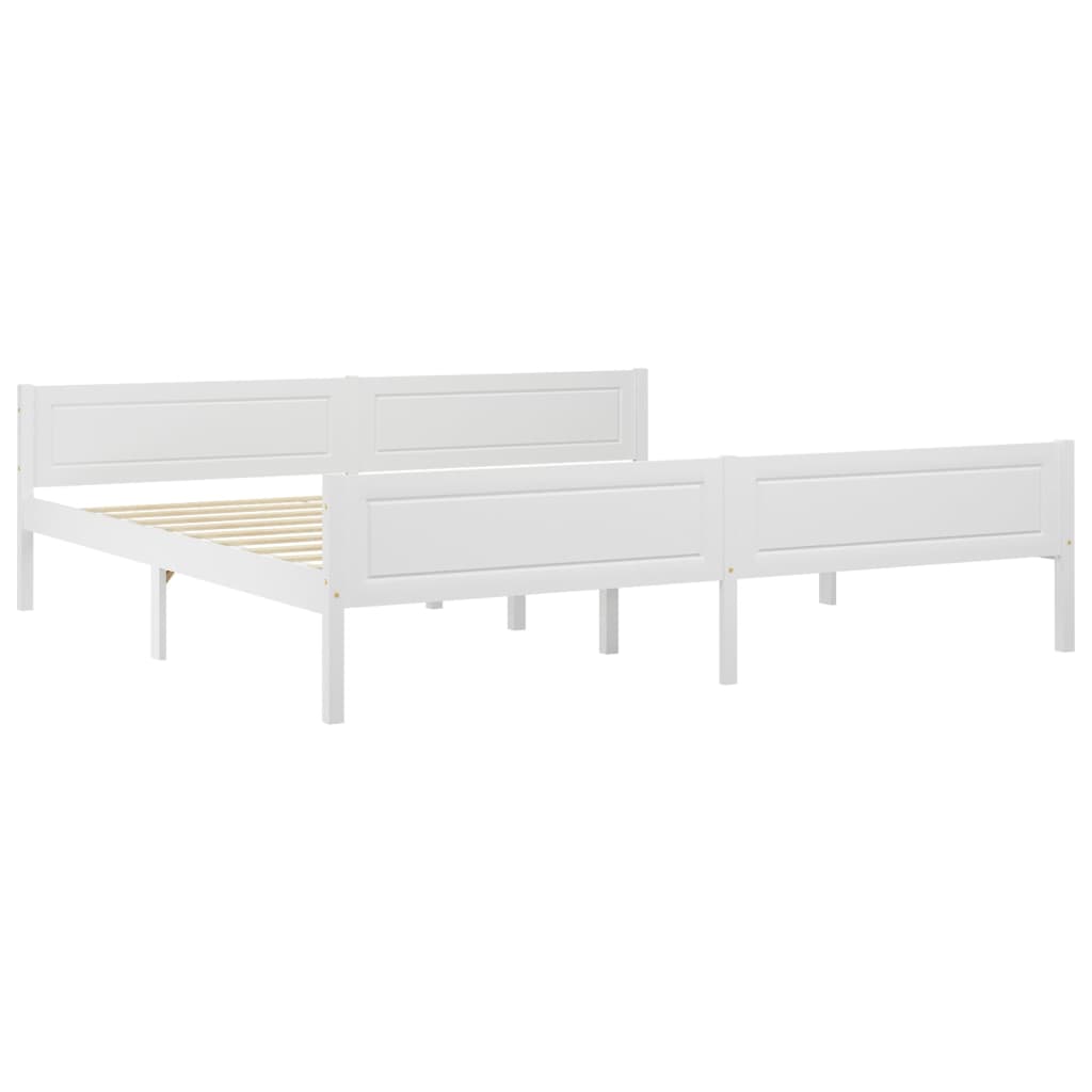 Sängynrunko 4 vetolaatikolla valkoinen täysi mänty 200x200 cm - Sisustajankoti.fi