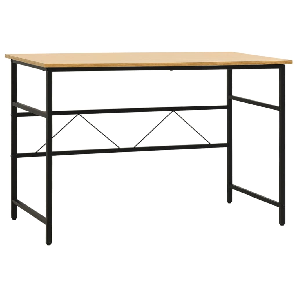 Tietokonepöytä musta ja vaalea tammi 105x55x72 cm MDF/metalli - Sisustajankoti.fi