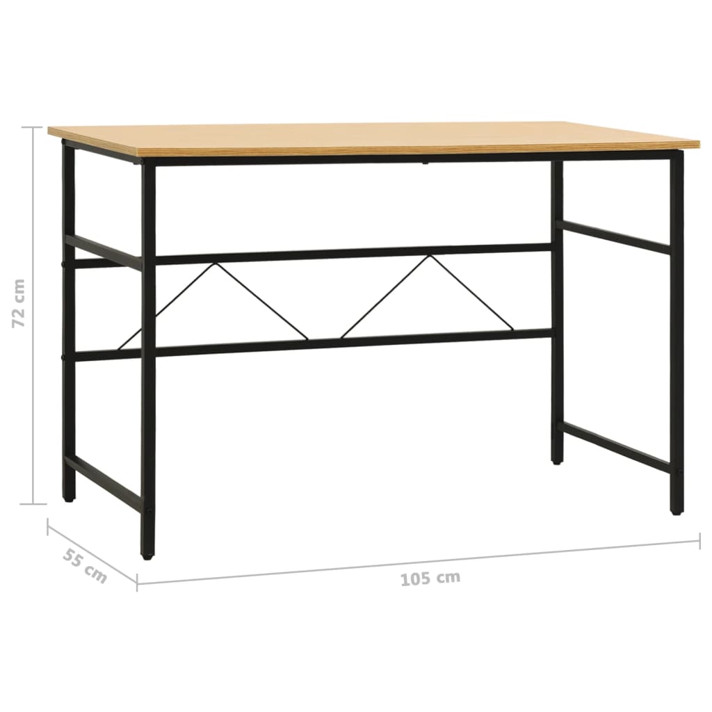 Tietokonepöytä musta ja vaalea tammi 105x55x72 cm MDF/metalli - Sisustajankoti.fi
