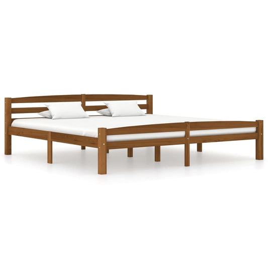 Sängynrunko hunajanruskea täysi mänty 200x200 cm - Sisustajankoti.fi