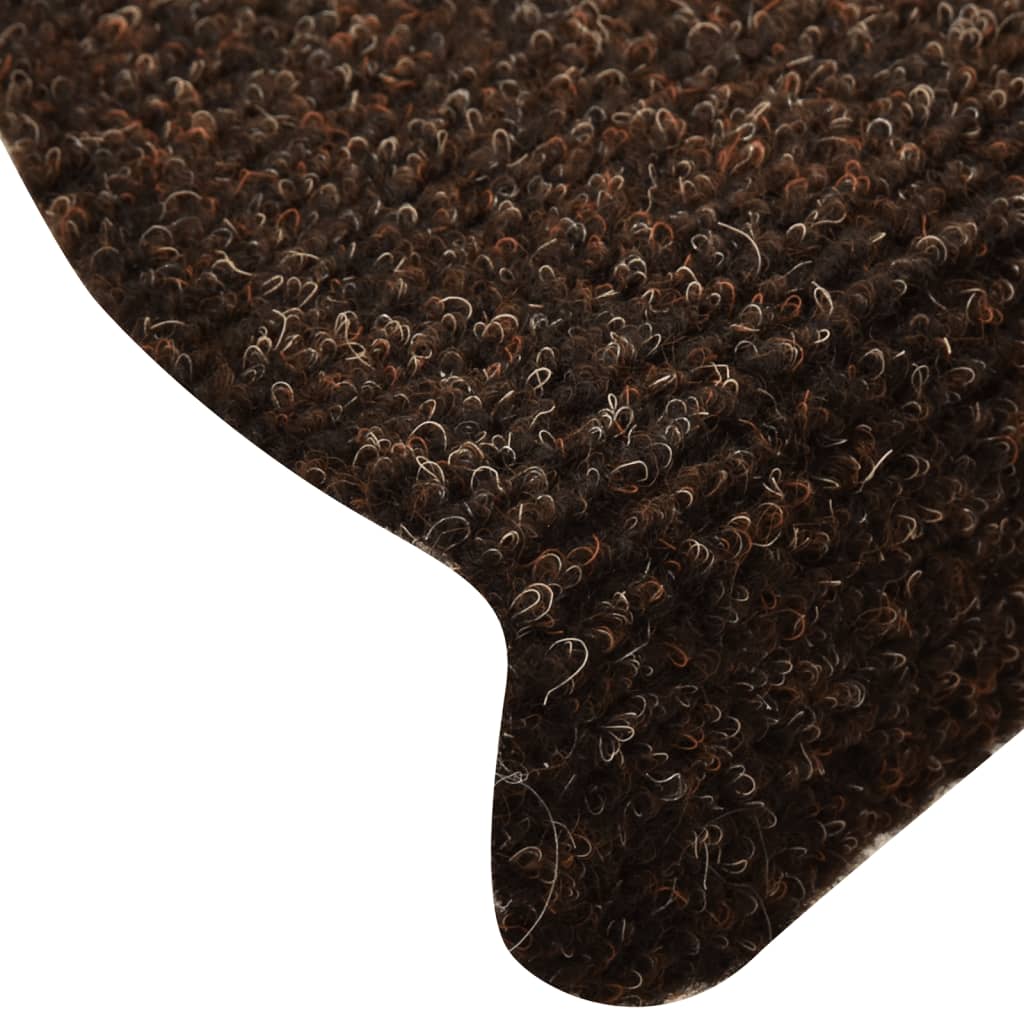 Itsekiinnittyvät porrasmatot 10 kpl ruskea 65x21x4cm neulahuopa - Sisustajankoti.fi