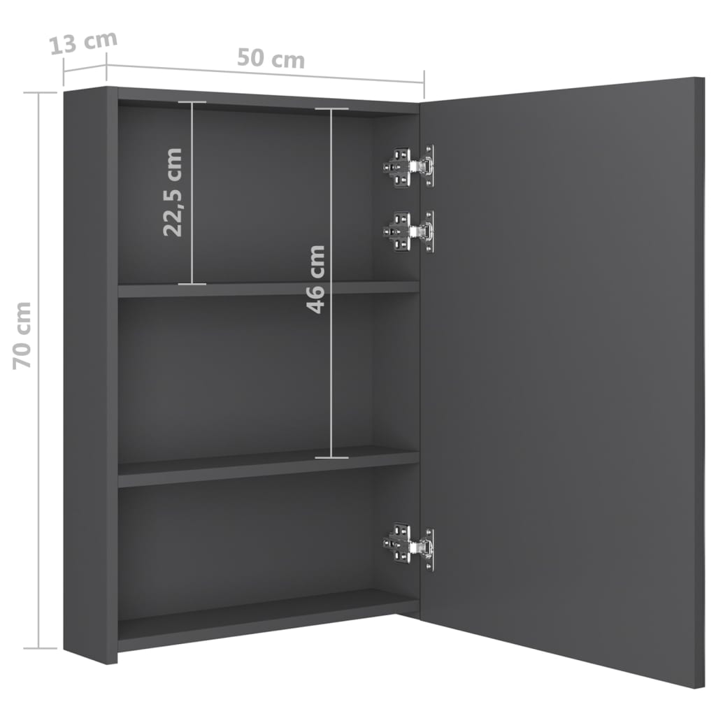 LED kylpyhuoneen peilikaappi harmaa 50x13x70 cm - Sisustajankoti.fi