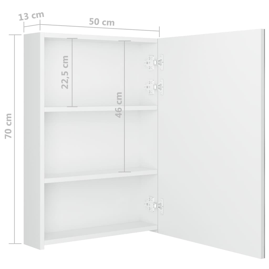 LED kylpyhuoneen peilikaappi kiiltävä valkoinen 50x13x70 cm - Sisustajankoti.fi