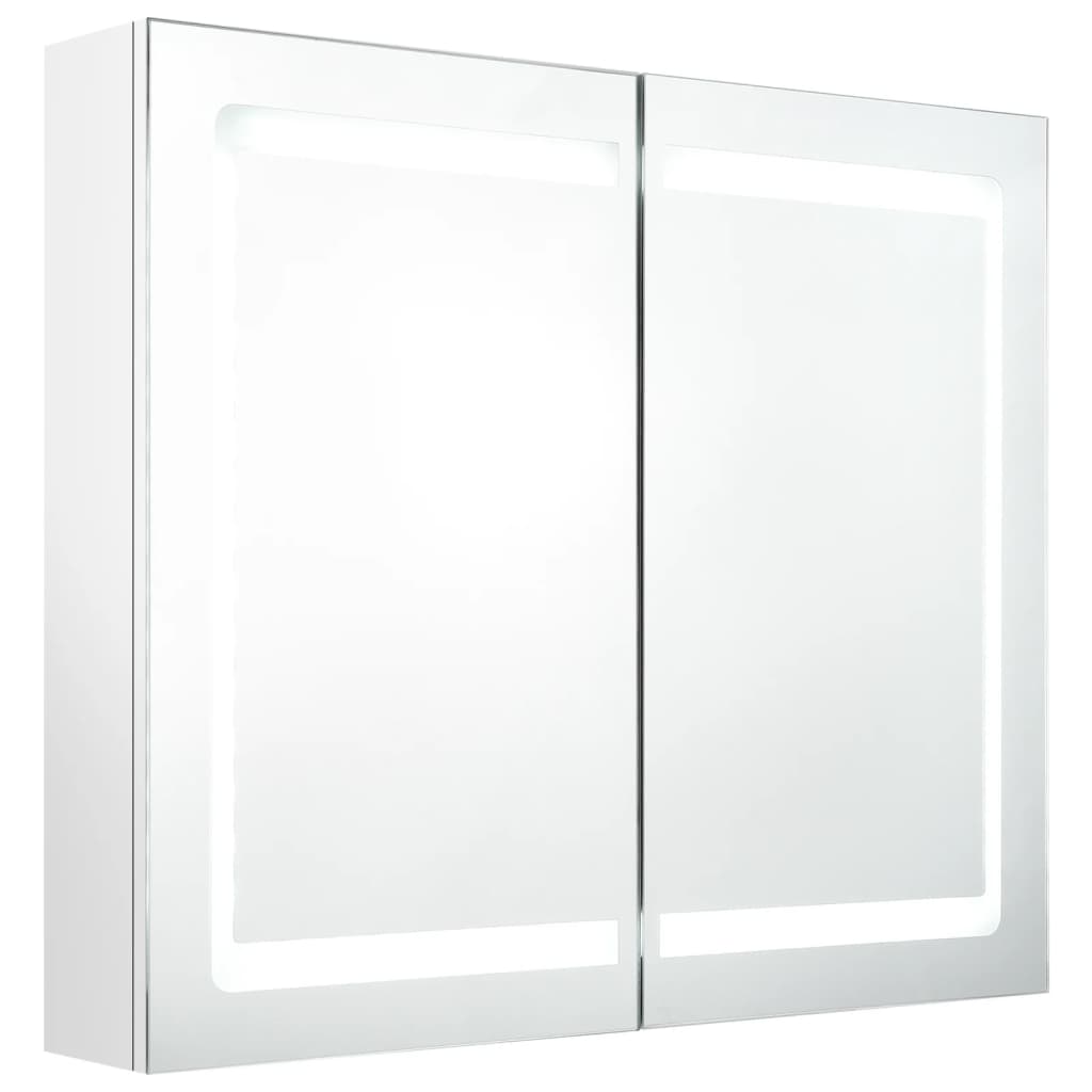 LED kylpyhuoneen peilikaappi kiiltävä valkoinen 80x12x68 cm - Sisustajankoti.fi