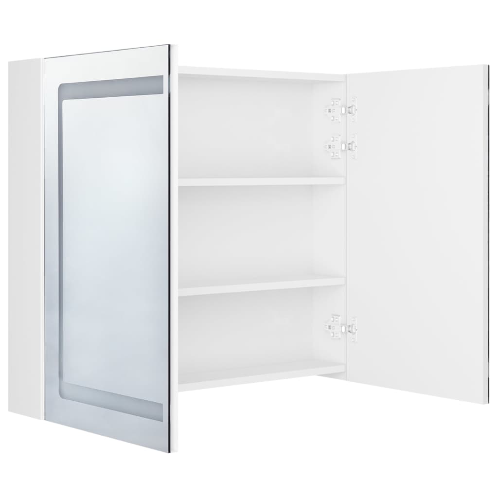LED kylpyhuoneen peilikaappi kiiltävä valkoinen 80x12x68 cm - Sisustajankoti.fi
