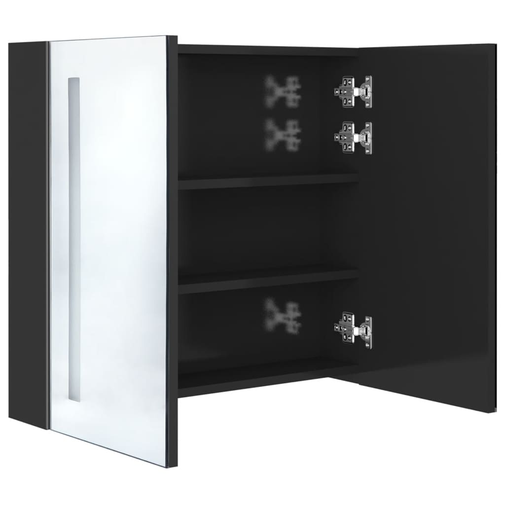 LED kylpyhuoneen peilikaappi kiiltävä musta 62x14x60 cm - Sisustajankoti.fi