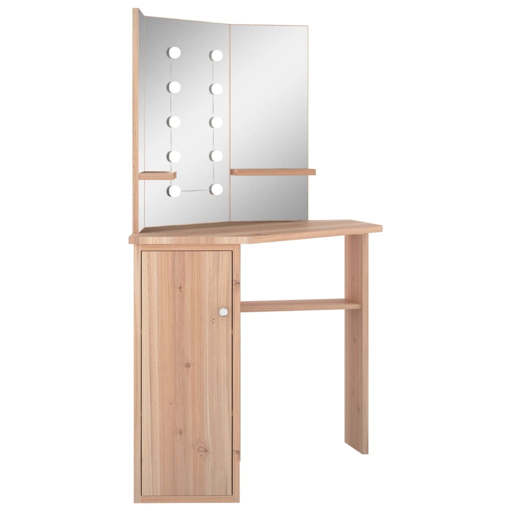 Meikkipöytä kulmaan LED-valoilla tammi 111x54x141,5 cm - Sisustajankoti.fi