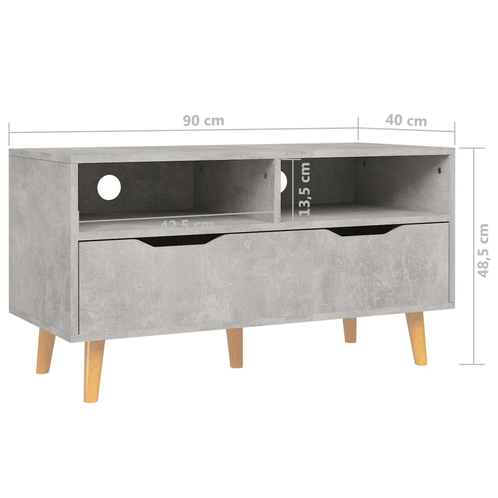 TV-taso betoninharmaa 90x40x48,5 cm lastulevy - Sisustajankoti.fi