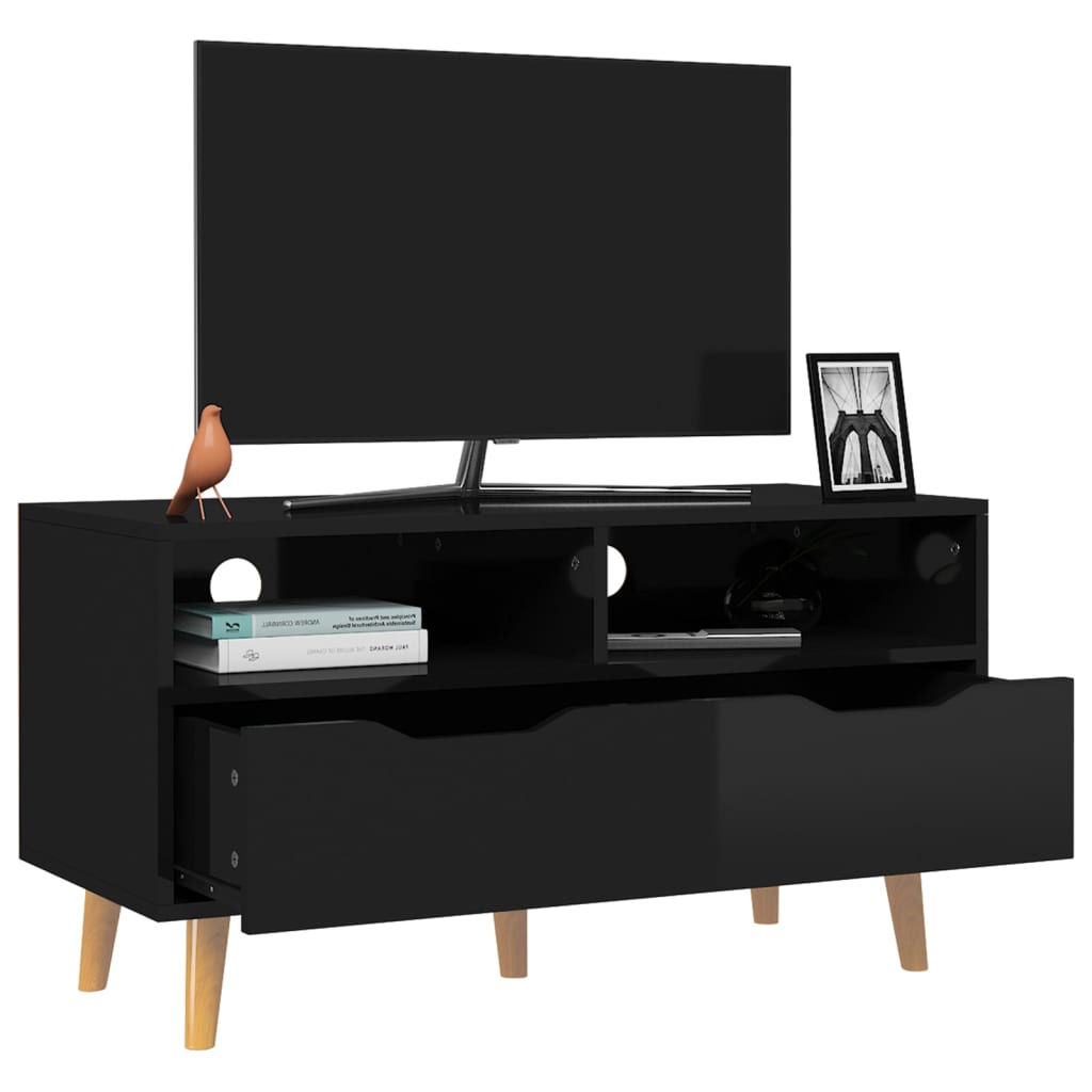 TV-taso korkeakiilto musta 90x40x48,5 cm lastulevy - Sisustajankoti.fi