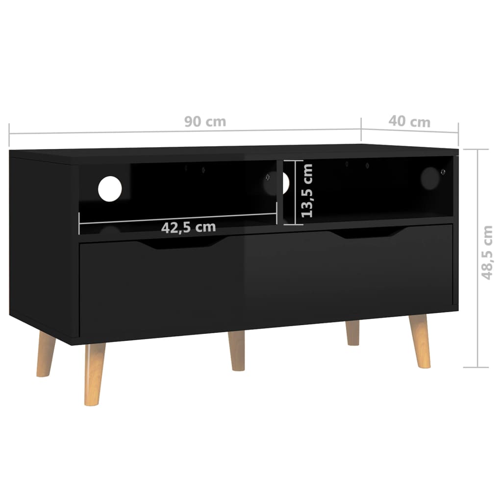 TV-taso korkeakiilto musta 90x40x48,5 cm lastulevy - Sisustajankoti.fi