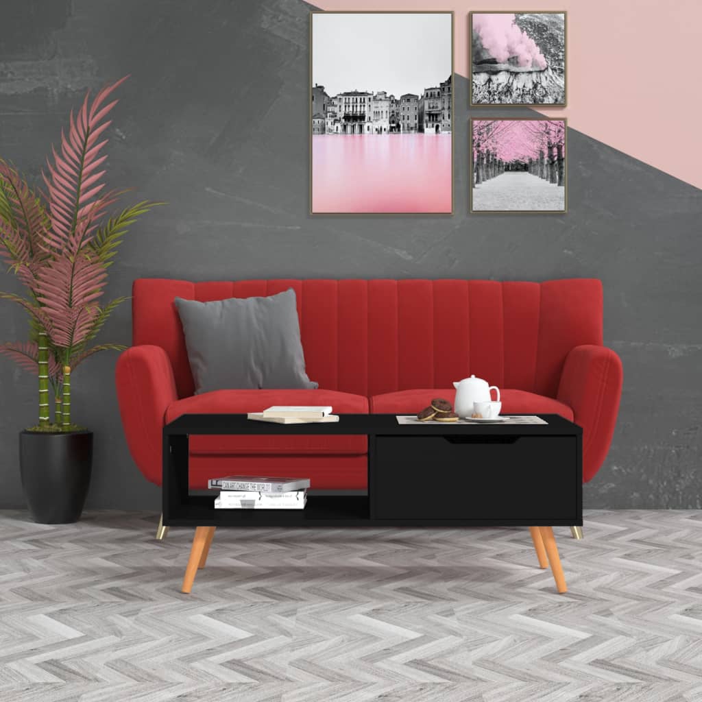 Sohvapöytä musta 100x49,5x43 cm lastulevy - Sisustajankoti.fi