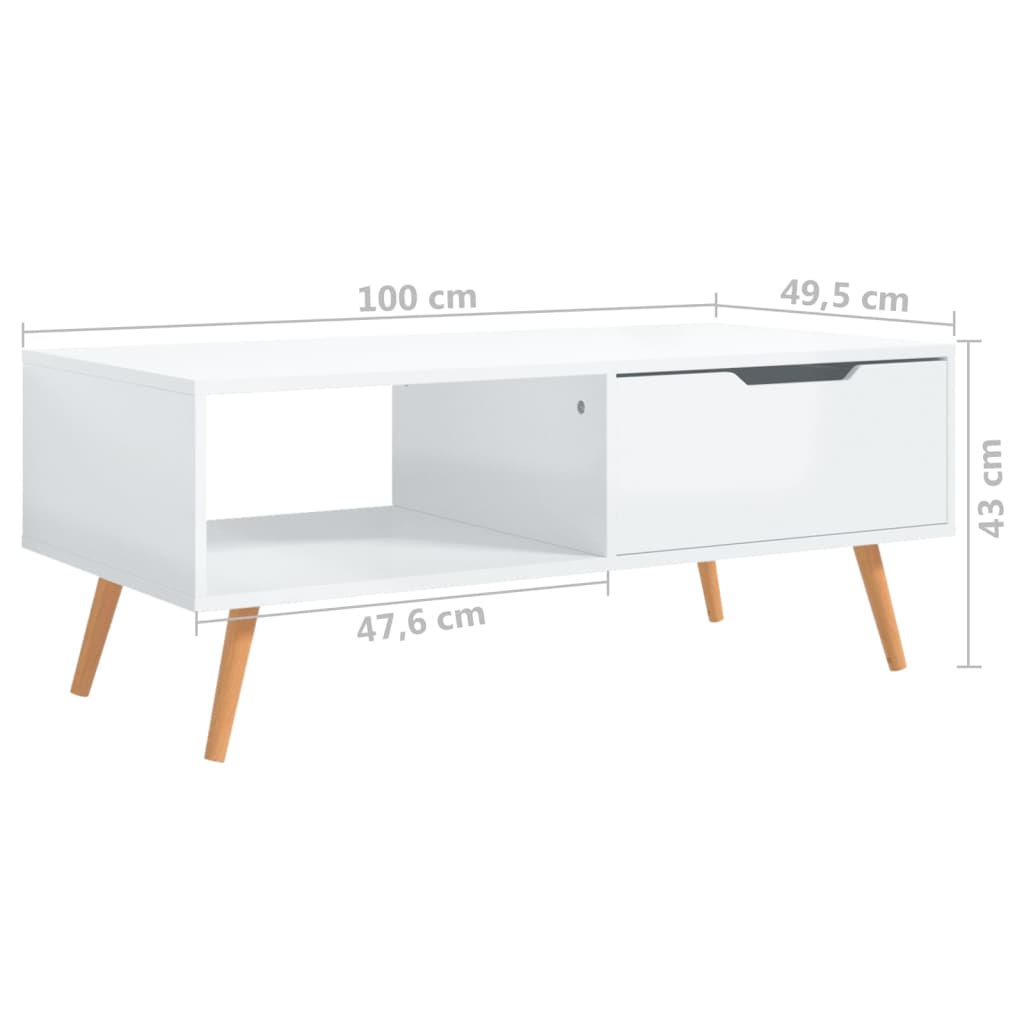 Sohvapöytä korkeakiilto valkoinen 100x49,5x43 cm lastulevy - Sisustajankoti.fi