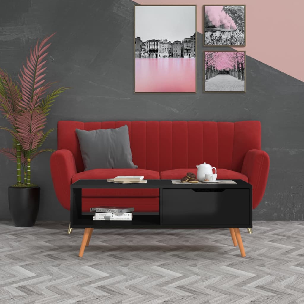 Sohvapöytä korkeakiilto musta 100x49,5x43 cm lastulevy - Sisustajankoti.fi