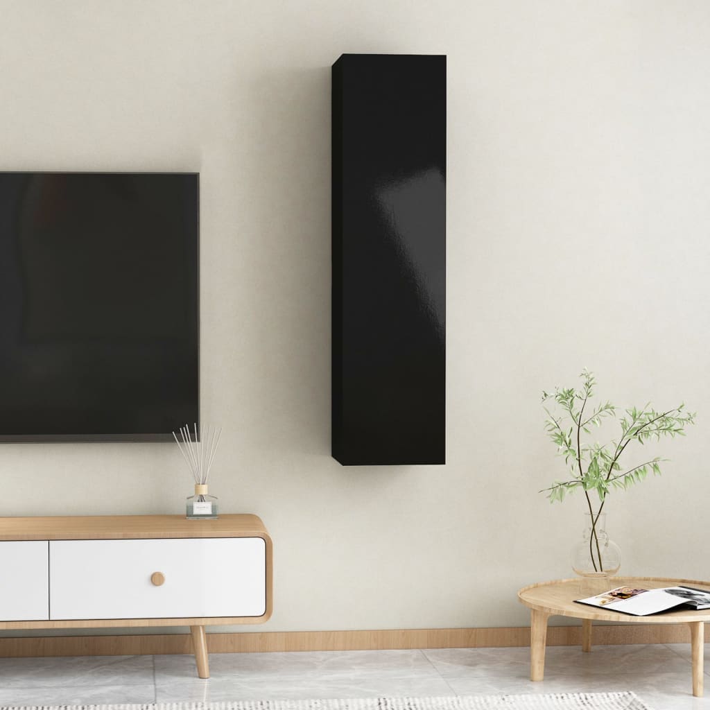 TV-tasot 2 kpl korkeakiilto musta 30,5x30x60 cm - Sisustajankoti.fi