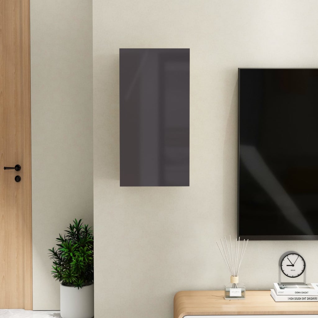 TV-taso korkeakiilto harmaa 30,5x30x60 cm - Sisustajankoti.fi