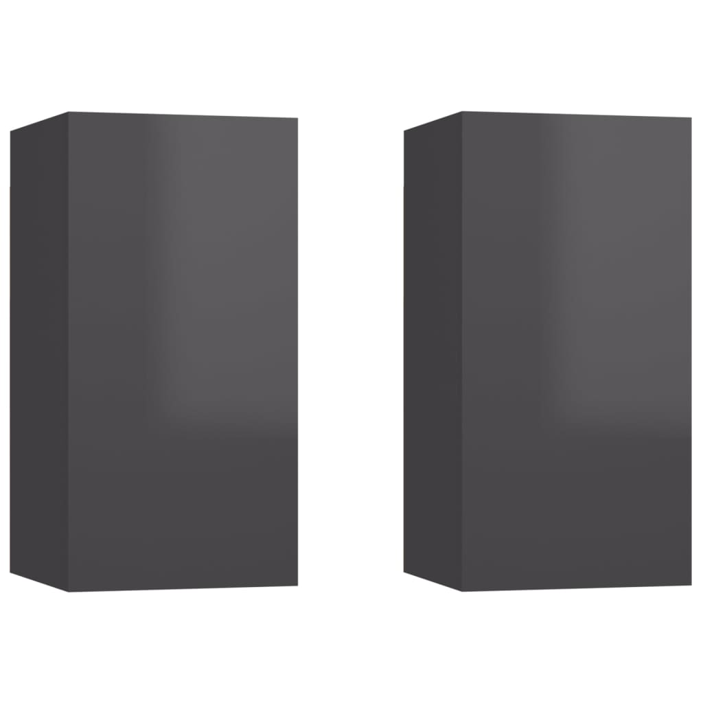 TV-tasot 2 kpl korkeakiilto harmaa 30,5x30x60 cm - Sisustajankoti.fi