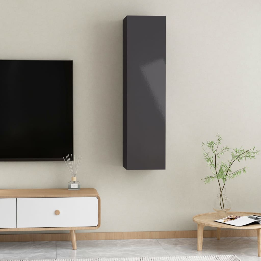 TV-tasot 2 kpl korkeakiilto harmaa 30,5x30x60 cm - Sisustajankoti.fi