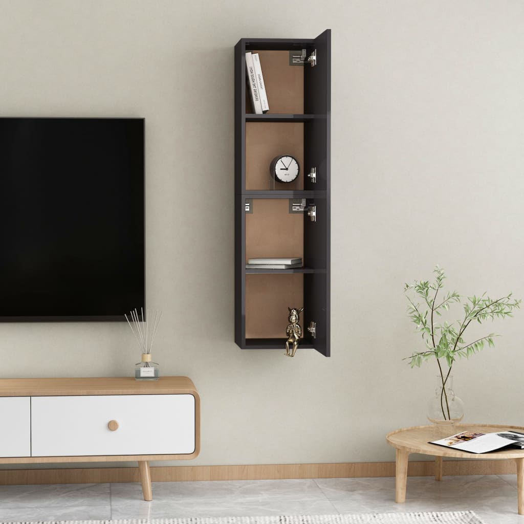 TV-tasot 2 kpl korkeakiilto harmaa 30,5x30x60 cm - Sisustajankoti.fi