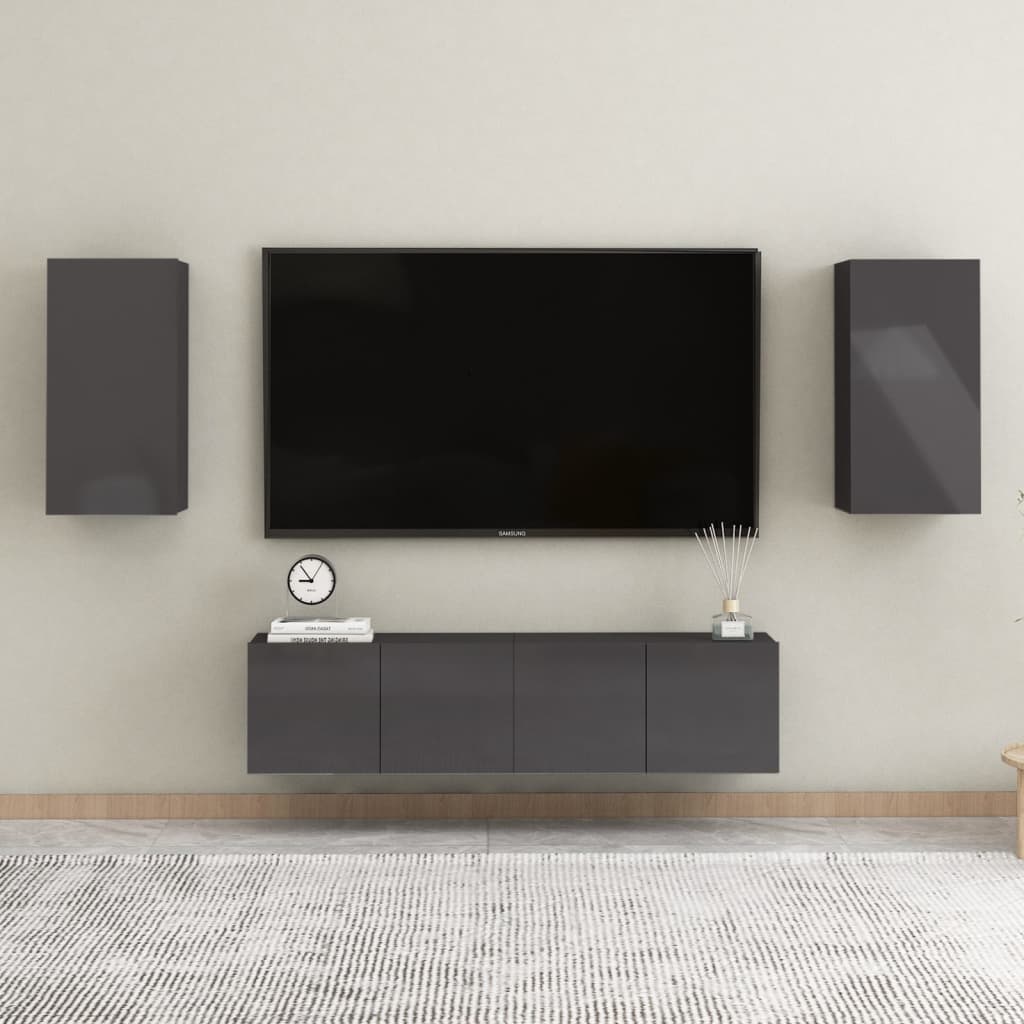 TV-tasot 2 kpl korkeakiilto harmaa 30,5x30x60 cm - Sisustajankoti.fi