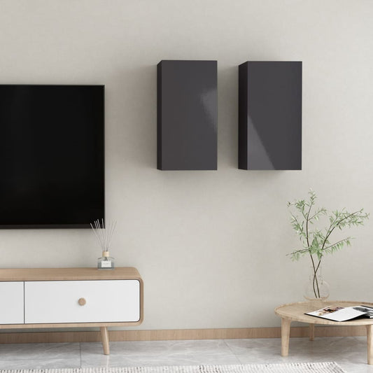 TV-tasot 2 kpl korkeakiilto harmaa 30,5x30x60 cm - Sisustajankoti.fi