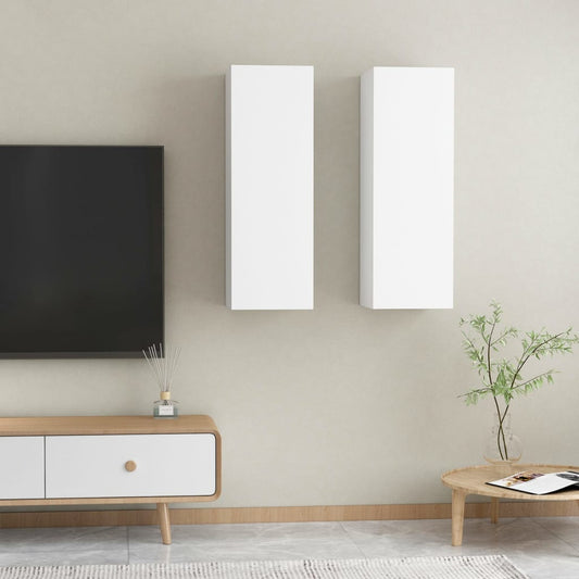 TV-tasot 2 kpl valkoinen 30,5x30x90 cm - Sisustajankoti.fi