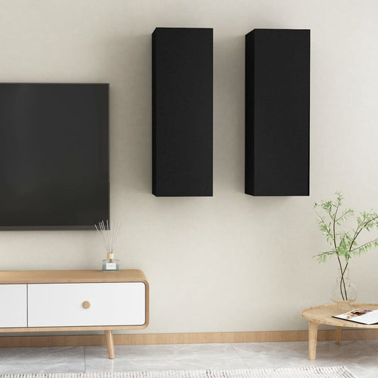 TV-tasot 2 kpl musta 30,5x30x90 cm - Sisustajankoti.fi