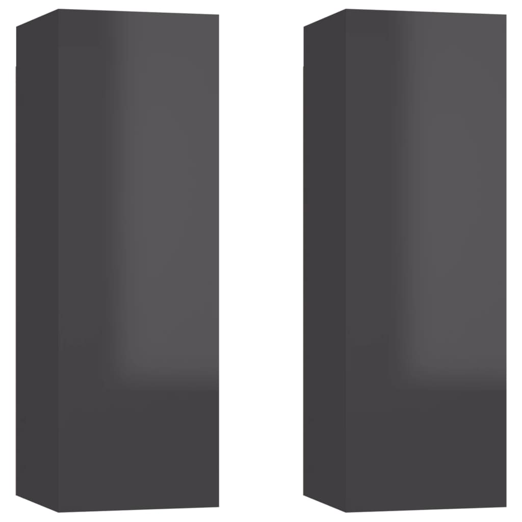 TV-tasot 2 kpl korkeakiilto harmaa 30,5x30x90 cm - Sisustajankoti.fi