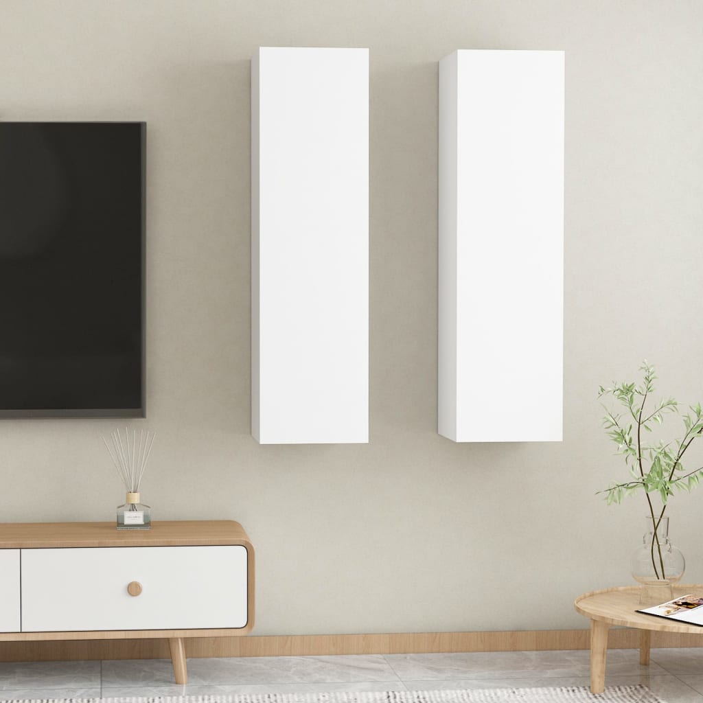 TV-tasot 2 kpl valkoinen 30,5x30x110 cm - Sisustajankoti.fi