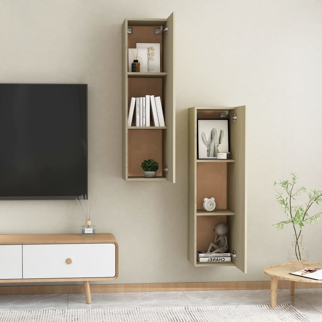 TV-tasot 2 kpl Sonoma-tammi 30,5x30x110 cm - Sisustajankoti.fi