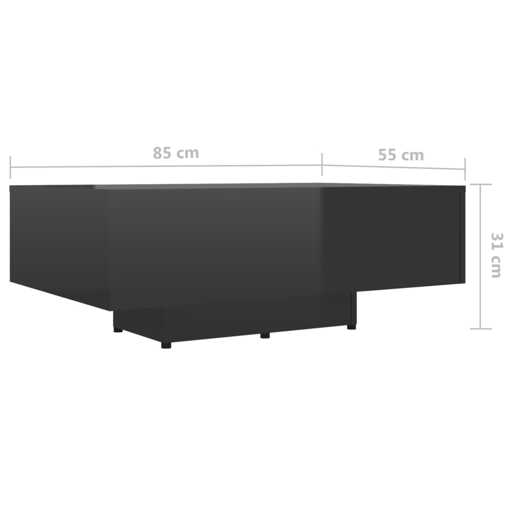 Sohvapöytä korkeakiilto musta 85x55x31 cm - Sisustajankoti.fi