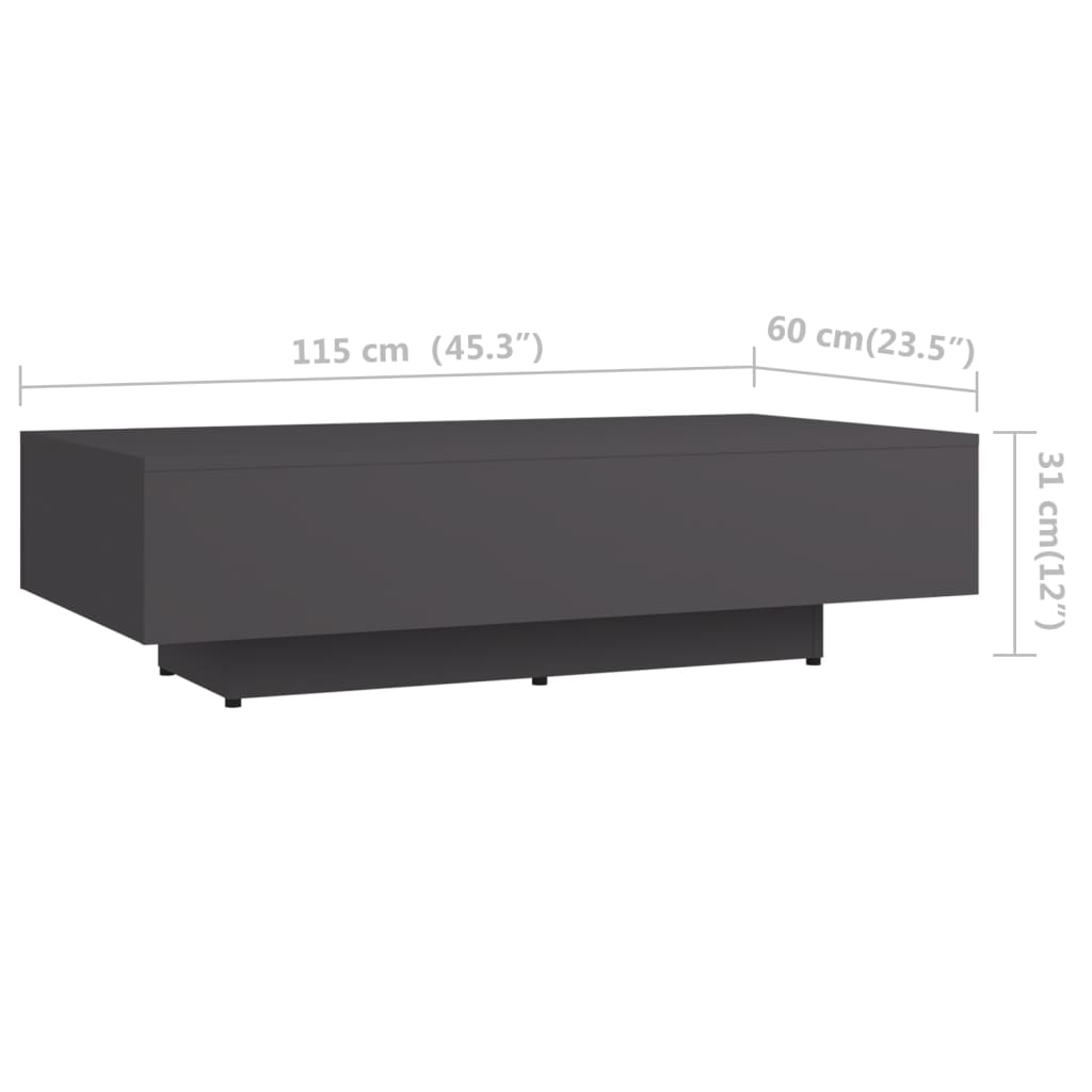 Sohvapöytä harmaa 115x60x31 cm - Sisustajankoti.fi