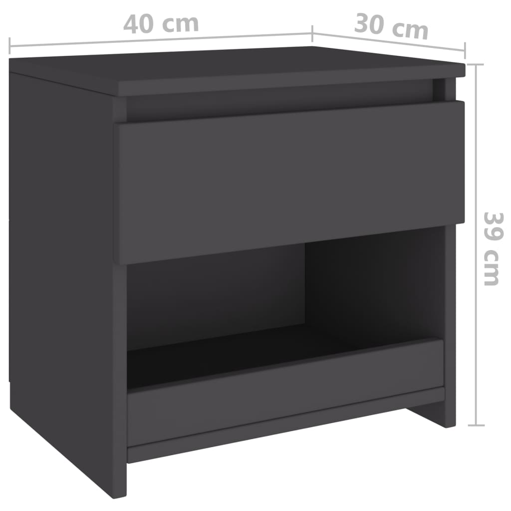 Yöpöytä harmaa 40x30x39 cm lastulevy - Sisustajankoti.fi